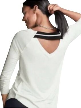 Cabi Around The Clock Pullover French Terry Knit Top #5555 White Comfy Sz M